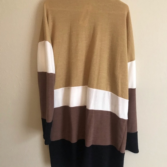 Light-weight brown, tan and black duster sweater - Picture 2 of 3